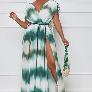 cut out belted maxi dress